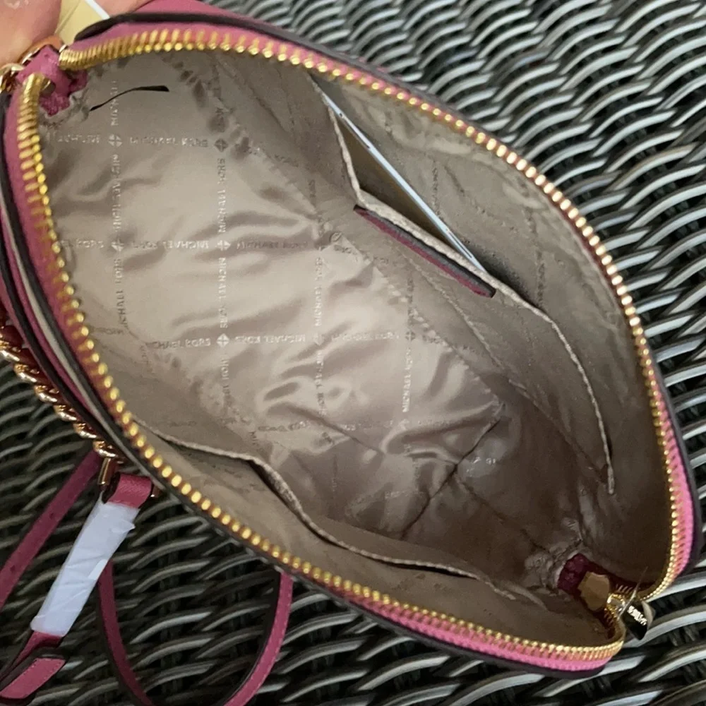 Michael Kors Jet Set Travel Medium Dome Crossbody Rosewood Leather